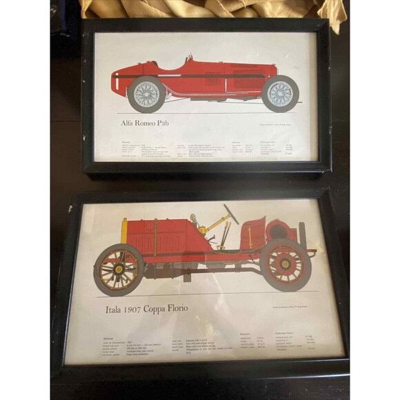 George A. Oliver Prints Alfa Romeo P3b and Itala 1907 Coppa Florio VTG Cars - Picture 1 of 9